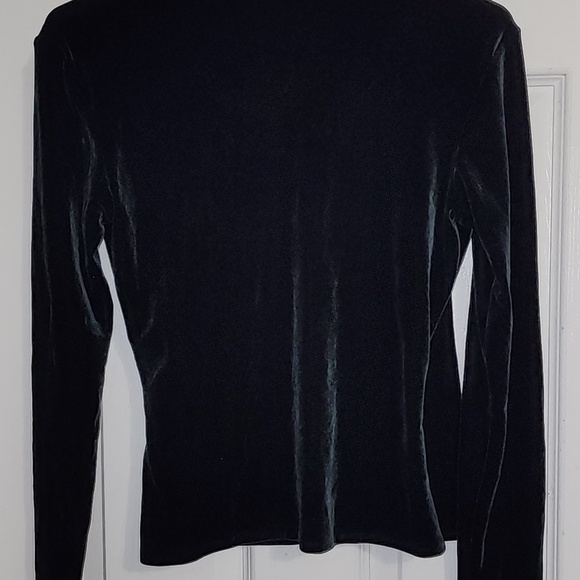 Vintage I.N.C. Black V-neck Velvet Top Sz M - Picture 4 of 8